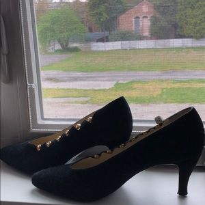 Vintage Gold Accented Black Heels